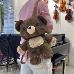 New Cute Plush Penguin Backpack Women's Cartoon Lesser Panda Shoulder Crossbody Bag Girl Fashion Knapsack Kawaii Animal Rucksack