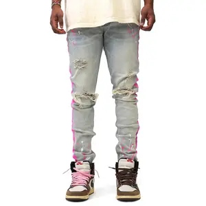 PAINT STRIPED JEANS WITH PAINT SPLATTER
