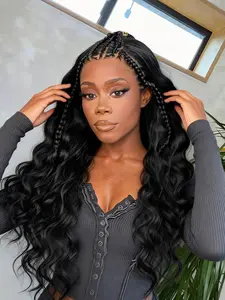 13x4 Lace Front Braided Wigs for Women, Long Body Wave Synthetic Hair Wigs with Baby Hair, Glueless Cornrow Braided Wigs