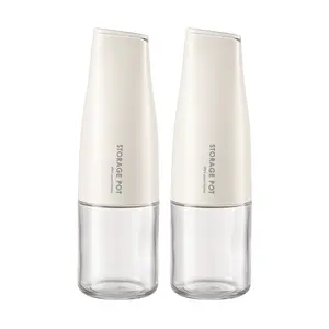 KAWASIMAYA 2-Pack Automatic Open Close Glass Oil Dispenser Bottle, Leak-Proof Soy Sauce Vinegar Cruet, White 500ml