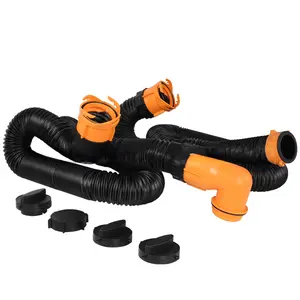 FixtureDisplays® 31.5-Ft 3" Camper/RV Sewer Hose Kit Flexible Black Standard RV Sewage Pipe 15792-NF