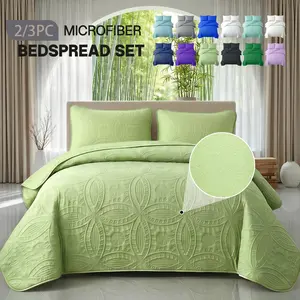 23pcs Ultrasonic Quilted Bed Cover Coin Floral Pattern Retro Bedspread Soft Breathable NonSlip Mattress Cover Machine Washable Bedding for Bedroom Dorm Guest Room 10 Colors