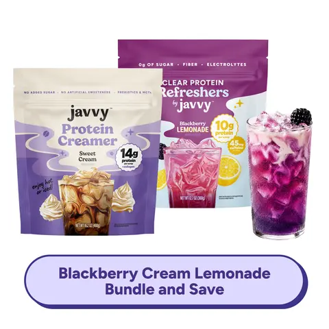 Javvy Blackberry Midnight Cream Lemonade TikTok Exclusive - Sweet Cream Collagen Coffee Creamer + Blackberry Lemonade Refresher Clear Whey Protein Drink Mix, No Added Sugar, Keto & Lactose Free, 20 Servings Each
