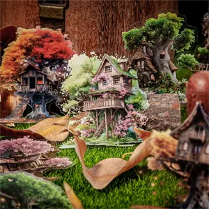 Treehouse Series Sticker Pack, Pet Material, 16 Sheets/bag, Multi-Scene Decoration for Journals & Water Bottles, Stationery Accessories