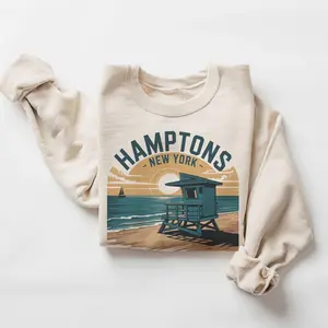 Retro Hamptons New York Summer Vacation Sweatshirt - 90s Vintage New York Beaches Travel Destination - Boho Unisex #DICH