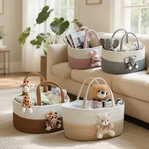 Cotton Rope Woven Storage Basket, Home Organizer, Party Gift Basket, Holiday Gift Basket, Versatile Decorative Storage Solution