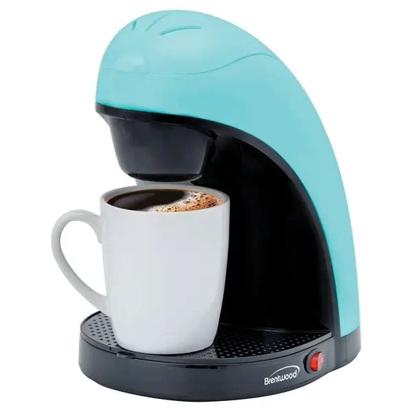 Brentwood Appliances TS-112BL Compact Single-Serve Coffee Maker Machine, Corded Unit with Small Footprint, Includes Mug, Blue