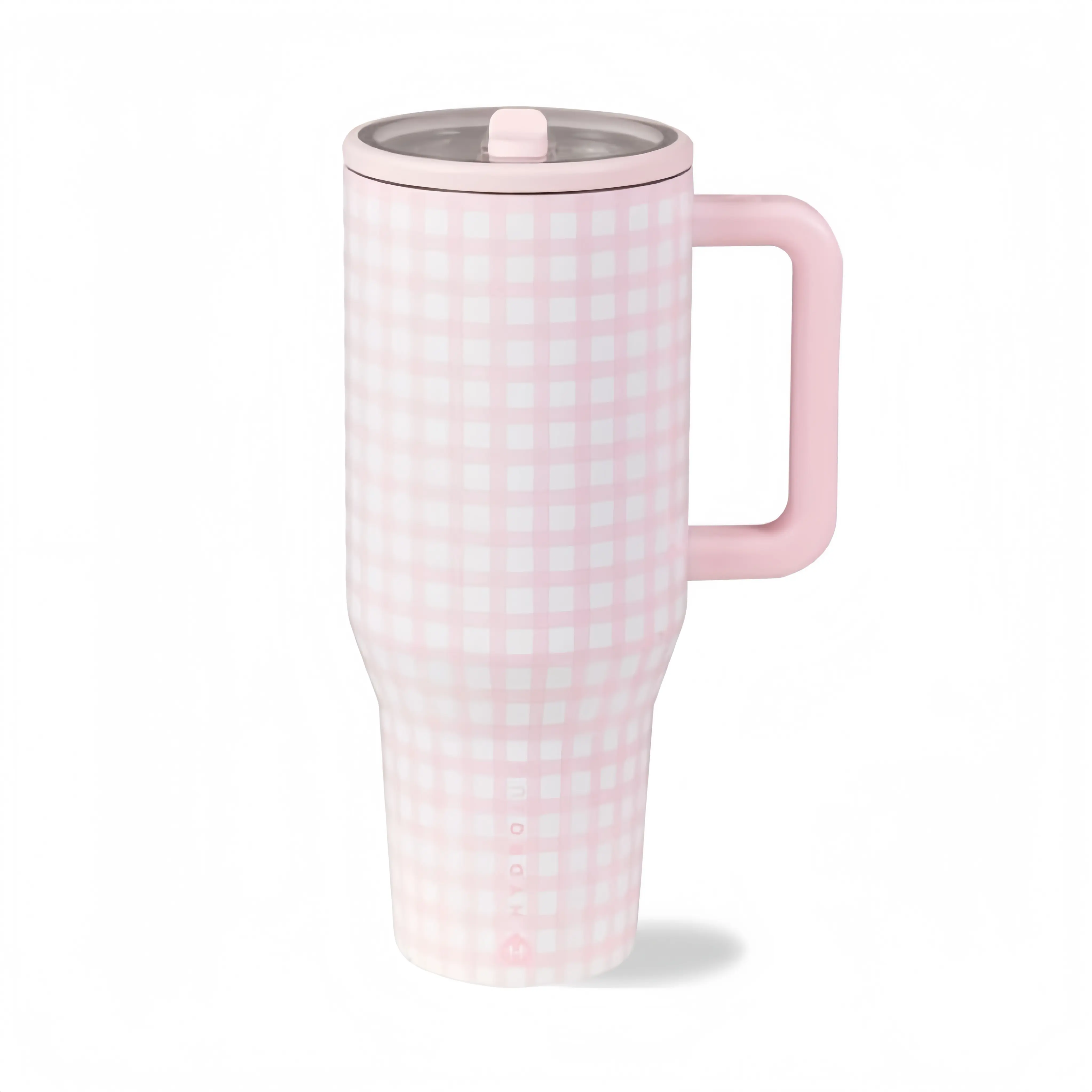 HydroJug 40 oz Pink Plaid Vacuum Insulated Stainless Steel Travel Tumbler - 100% Leakproof, Spill-Resistant, Includes Handle & Straw, Car Cup Holder Compatible, Ideal for Gym Use