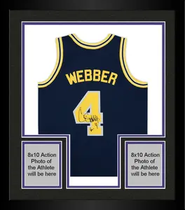 Framed Chris Webber Michigan Wolverines Autographed Navy 1991 Mitchell & Ness Swingman Jersey with "Fab Five" Inscription - Fanatics Authentic Certified