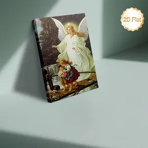 2D Flat, 1pc, Framed, Guardian Angel with Youngsters on Bridge Art Poster Theme Canvas wall art.Suitable for Living Room, Bedroom, Study, Office, and Entryway Decor., 2D Flat
