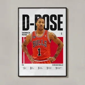 [Sale Up To 40%] [Unframe] Derrick Rose Chicago Basketball Poster, Professional Athlete Portrait, Chicago Basketball Illustration, Chicago Basketball Decor, Iconic Sports Artwork Print
