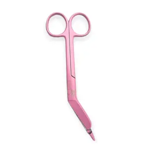 Vettechstuff Pink PTFE Bandage Scissors for Veterinary Technicians 5.5" Size Blunt Blade with VTS Logo