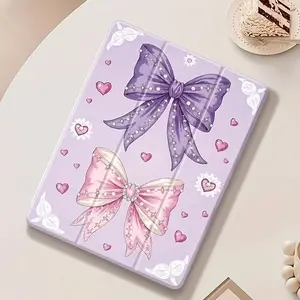 A pink heart-shaped butterfly tablet case for girls, with a pen slot, suitable for iPad Mini, Air, Pro 4, 5, 6, 7 (models from 2017, 2018, 2019, 2020, 2021, 2022, 2023, 2024, 2025), and Samsung S6, 7, 8, 9, 10FE + A7 LTE, SZBCPBT67
