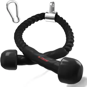 Tricep Rope with Upgraded Rubber Handles,35 Inch Tricep Pull Down Rope for  Machine, Greater Range of Motion, Triceps Rope  Attachment for Gym, , Easy to Grip, Non-Slip