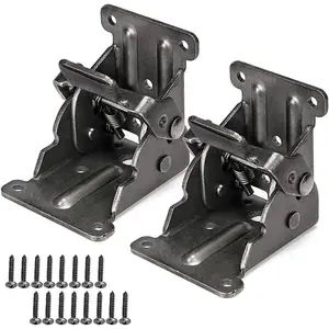 2-Pack Folding Brackets, Lock Extension Hinge, Foldable Leg Brackets Hardware for Table, Workbench, Platform