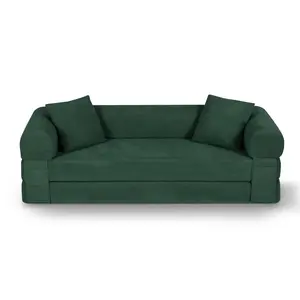 80 Inch Convertible Corduroy Sofa Bed, Boneless Fold Out Queen Size Sleeper Couch with Storage Space, Compressed Design Couch in a Box, Multifunctional Soft Rest Sofa for Living Room Home Indoor Use