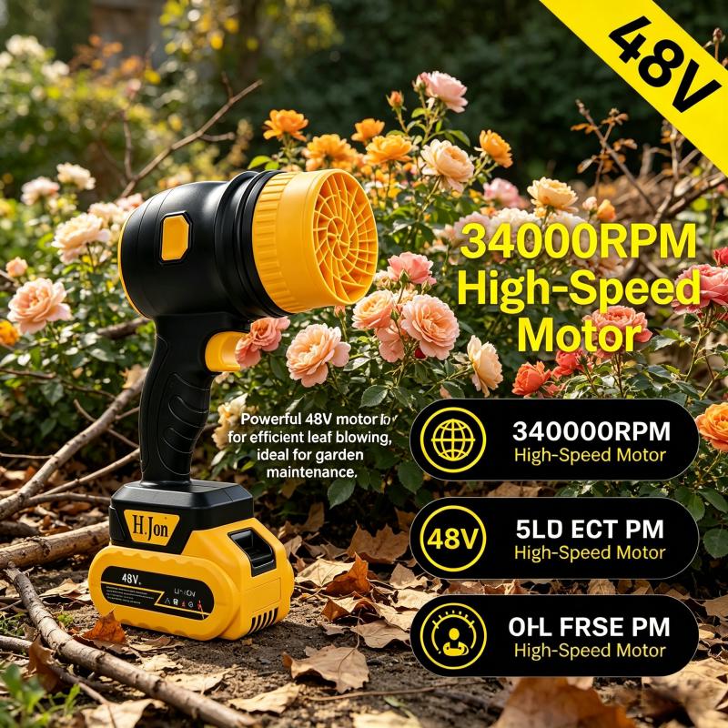 Cordless leaf blower, brushless dust collector, 3400 rpm, handheld electric dust collector for household cleaning, automobiles, outdoor use 21V mini dry blower fan, (tool only) US standard two plug