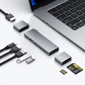 USB C Hub for MacBook, USB-C Hub 8-in-2, 2 HDMI 4K 60Hz, 2 USB A Data Ports microSD SD Card Reader for MacBook Pro 13 Inch, MacBook Air M1 M2 M3 iPad  XPS,  Thinkpad,  Laptops