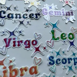 aesthetic STICKERS ZODIAC Sign Set of 5 Waterproof holographic Color for Bottles Laptops scrapbooks phone cases Personalized