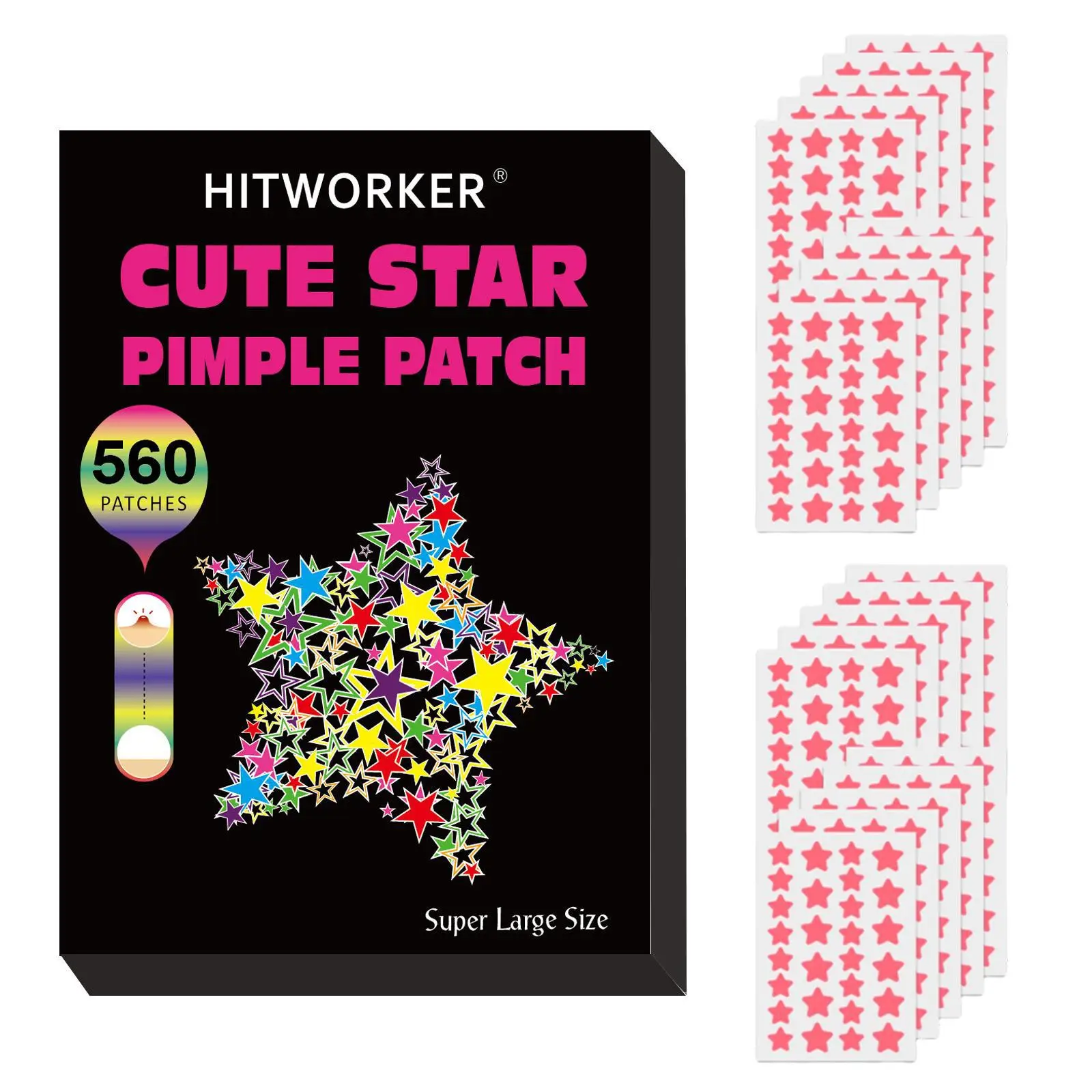 Pimple Cover Patch, Acne Cover Patch, Hydrocolloidal Pimple Patch, Invisible Star Shape Sticker, Cleanser for Ance-prone Skin for Women & Men, Acne Cl