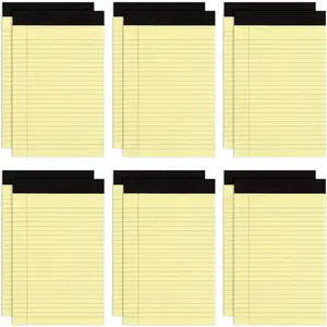 12 Pack 5x8 Yellow Note Pads, Small Perforated College Ruled Writing Legal Pads - 30 Sheets Small Notepad for Office Daily Writing