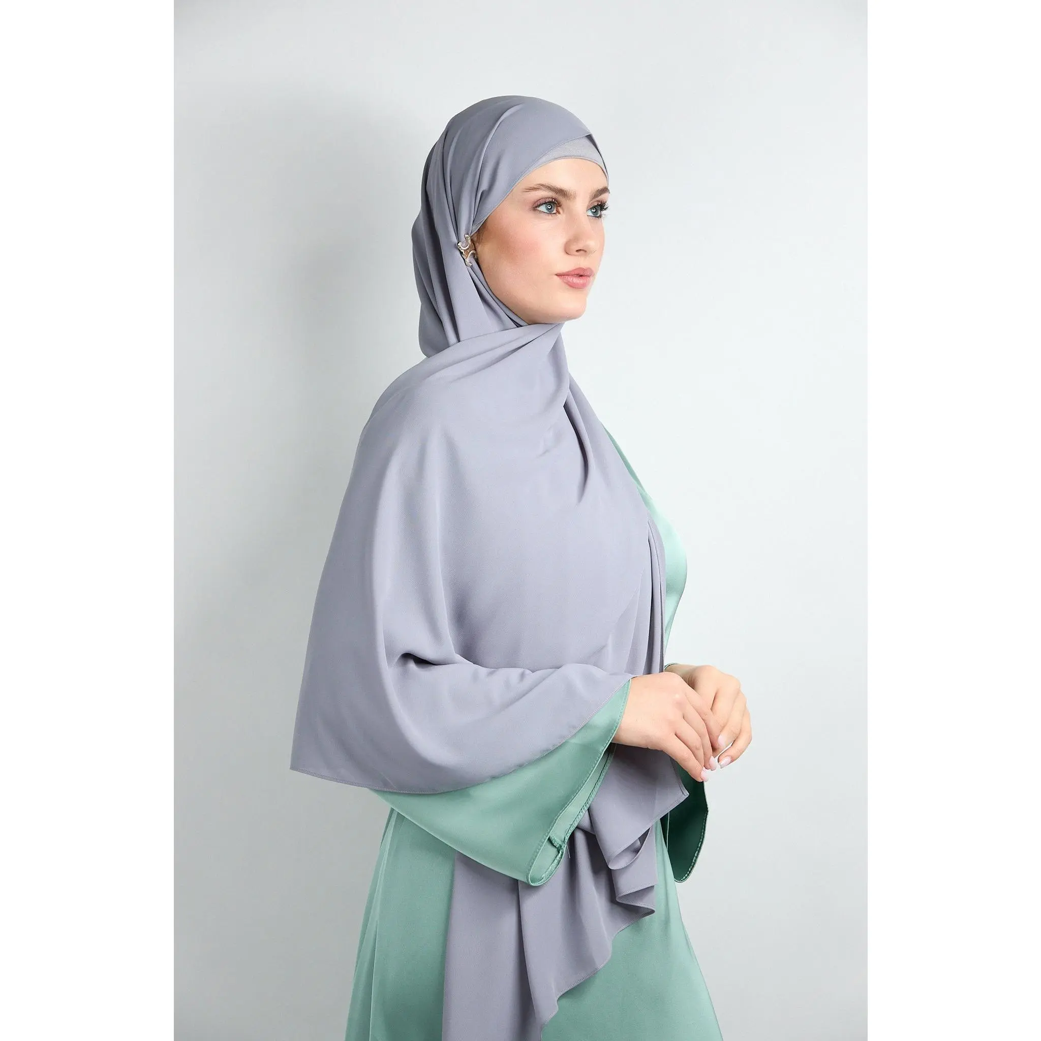 Diamond Chiffon with Matching Undercap Gray #9