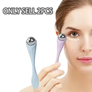 2pcs Facial Roller Massage Stick, Small Spoon for Eye Cream Scooping, Round Rolling Ball with Comfortable Massage, Help Skin Absorption, Compact and Portable, Easy to Clean, 2-in-1 Beauty Tool for Face and Eye Daily Care