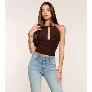 Make It Known Studded Knit Halter Top