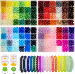 2500 count 8mm Glass Beads Bracelet Making Kit, 96 Colors  Beads for  Making, 4 Box Round Beads Suitable for Beginners