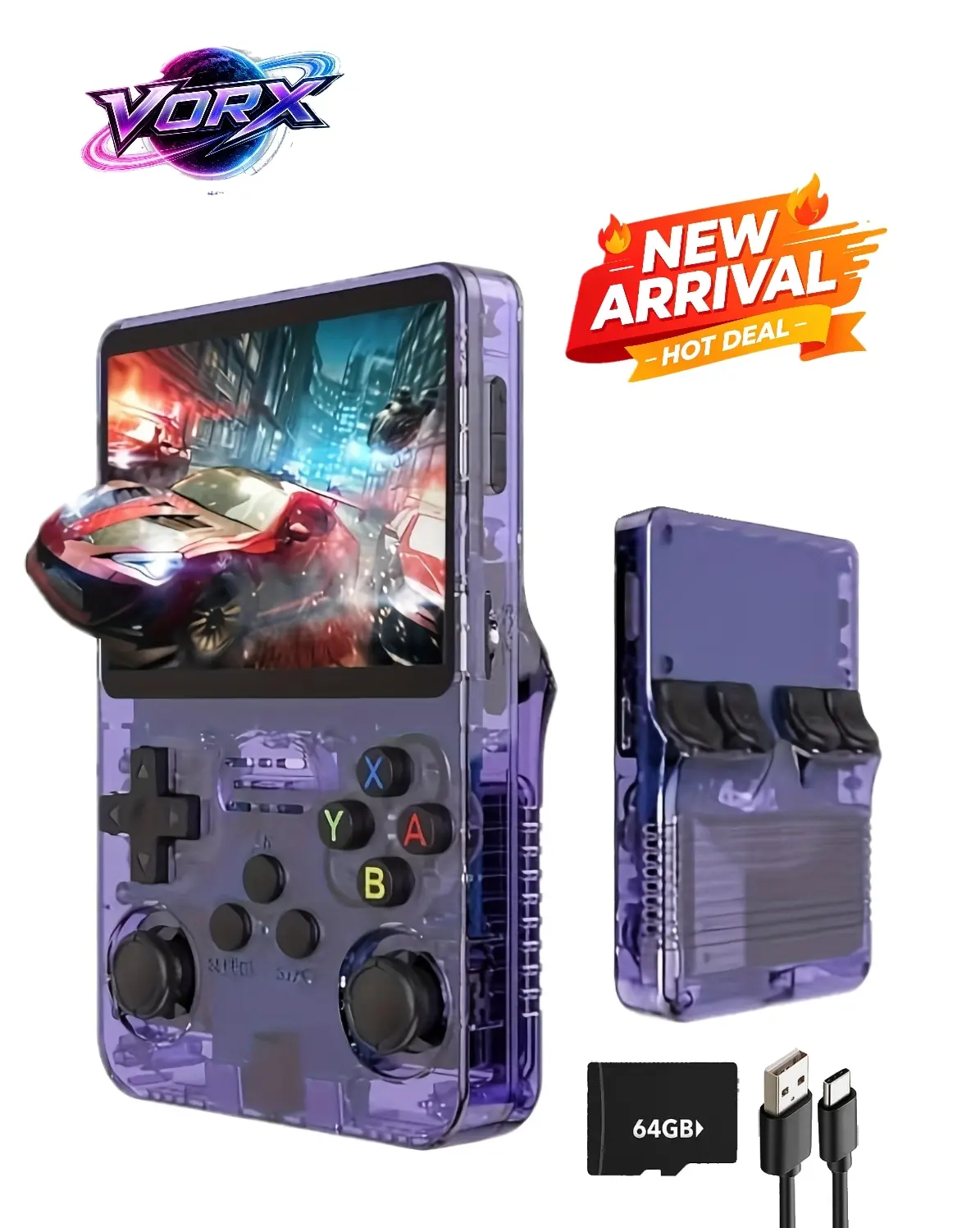 [2026 New Arrival Sale] Portable Retro Game Console–64GB storage, Linux system,3.5-inch IPS screen, and 3000mAh battery; convenient charging and compact design—a top choice for birthdays and Christmas gifts for boys and girls.Available in multiple colors