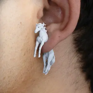 Horse Mustang Earrings • Hand-Painted • 3D Printed • Quirky • Funny • Weird • Gift
