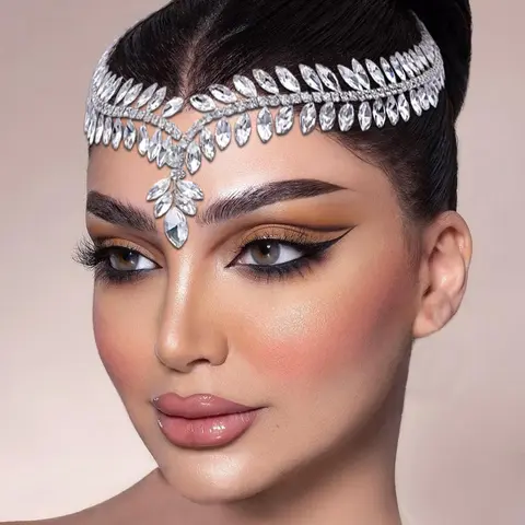 Rhinestone Decorated Bridal Headwear for Proposal, Elegant Exquisite Baroque Style Aesthetic Hair Chain, Chic Gorgeous Hair Tiara Accessories for Wedding Party Decor Bridal Headpiece
