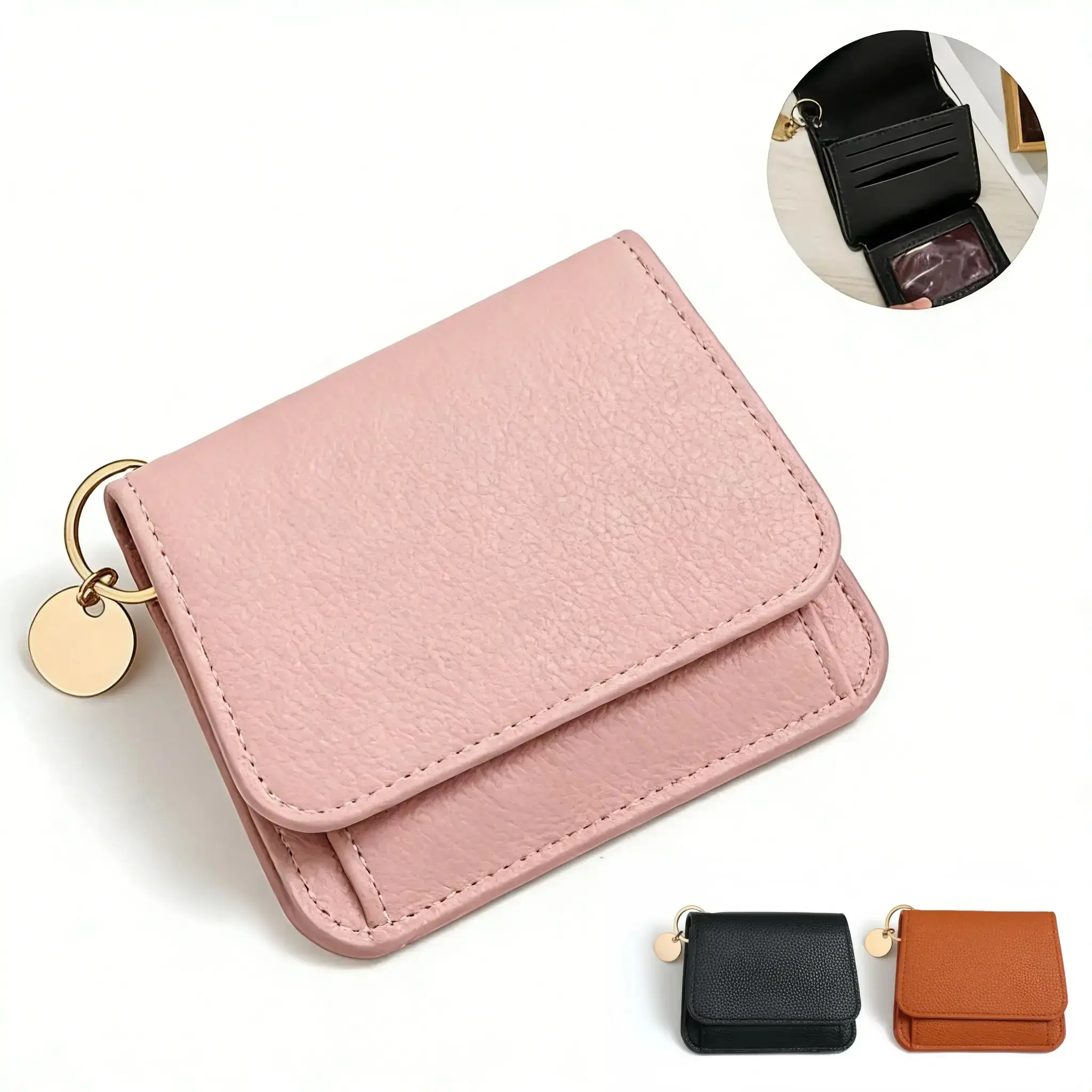 Elegant Minimalist Short Wallet for Women,Trendy All-match Short Wallet,3-Bifold RFID Blocking Card Holder with Money Clip, ID Window, Compact Coin Purse,Fashionable Card Holder for Daily Use,Mother's Day Gift for Her#SummerWins