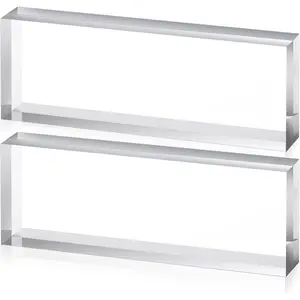 2 count Clear  Blocks for Display Blank Name Plate Block Cube Display Stand for Wedding Props Photography Scrapbooking Crafts (3 x 9 x 1.125 Inch)