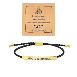 GOD IS IN CONTROL Inspirational Bracelet - WWJD Engraved Bangle with Unique Minimalist Design