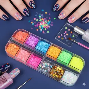 3D Glitter Butterfly Nail Stickers - Shimmering Flaky Designs for Party & Daily Wear, Durable Waterproof Nail Art Decals, Easy Apply Nail Gems, Multi Color Nail Rhinestones, Star Pattern Rhinestones