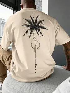 Men's Fashion Streetwear Printed Fitted Short Sleeve T-Shirt, Comfortable Durable Casual Top, Indoor Outdoor Wear, Essential for Any Wardrobe