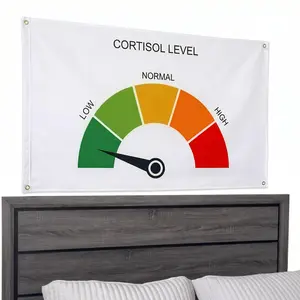 Low Cortisol Level Meter 5x3 ft Flag Tapestry Aesthetic Meme Wall Decor for College Dorm Room Durable Polyester with Brass Grommets tiktokshopspringglowup