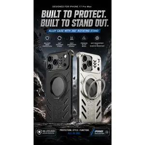 nvisible Stand Case for iPhone 17/16 Pro Max, Slim Alloy Frame, Magnetic Heat Dissipation Shell, Military Grade Drop Protection, Anti-Scratch Hard PC, MagSafe Friendly, Breathable Cooling Back, New Arrival Phone Case, Must Have Tech female