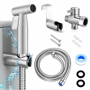 Handheld Bidet Sprayer for Toilet, Adjustable Stainless Steel Bathroom Bidet Sprayer Attachment Set with Hose for Baby Cloth Diaper, Leakproof High Pressure Toilet Muslim Shower Jet