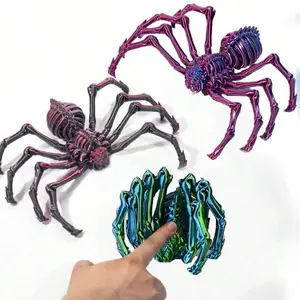 3D Printed Spider Movable Retractable Joint Fidget Toy Articulated Movable Elastic Spider Simulation Esktop Ornament Kid's Toy