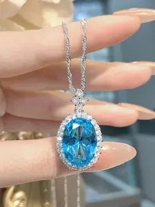 Elegant Moissanite Pendant Necklace for Women, Daily Wear & Gift, High-Carbon Diamond Earrings Diamond Ring Jewelry Set