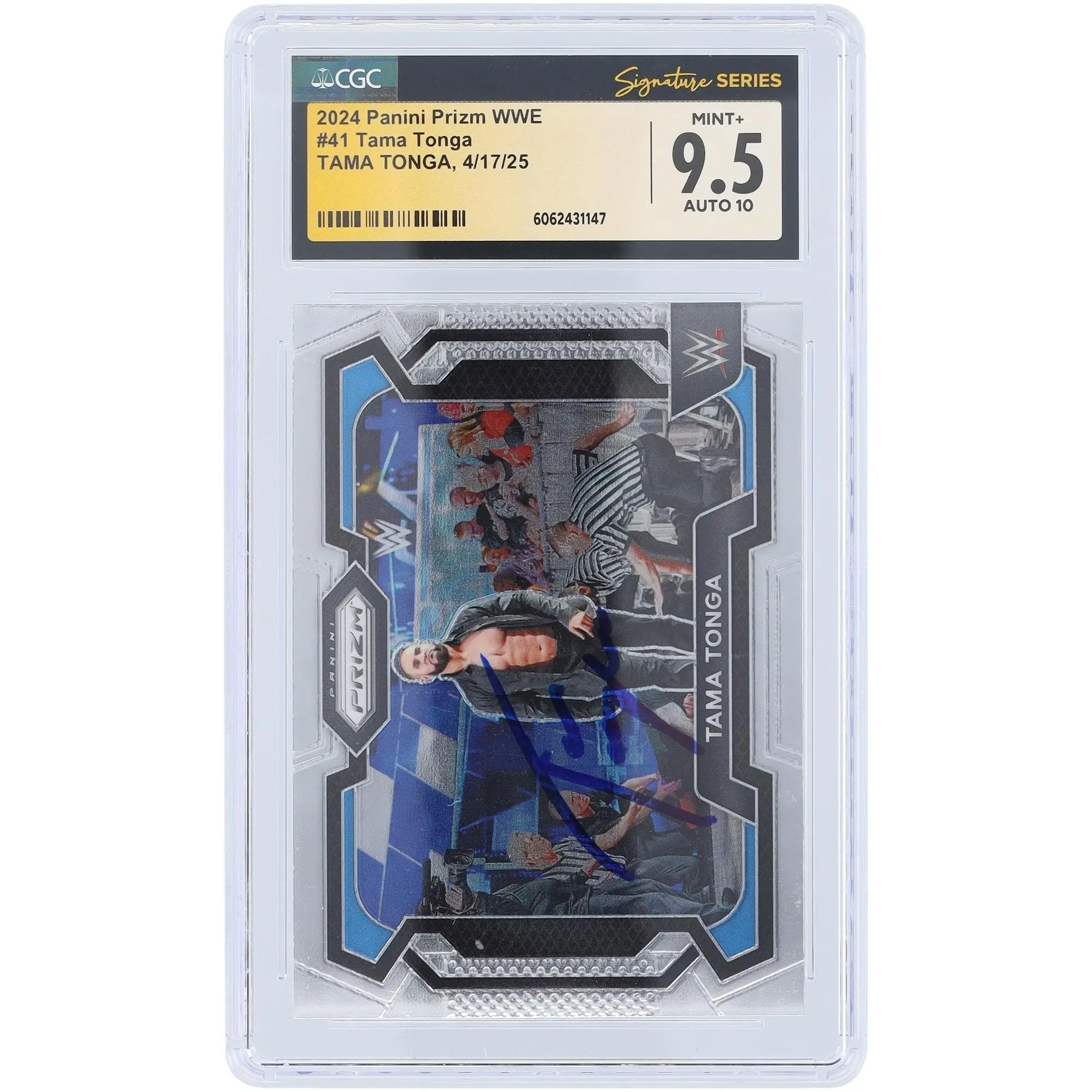 Tama Tonga WWE Autographed 2024 Panini Prizm #41 CGC Fanatics Witnessed Authenticated 9.5/10 Card - Fanatics Authentic Certified