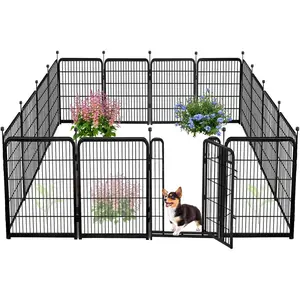 Garden Fencing 36 Inch High, 10 Panels Total 22.1Ft(L) Wide Door Low Threshold  Fence, Heavy Duty Garden Fence with Gate,  Fence Outdoor for Yard, Fencing for Flower Beds, Black