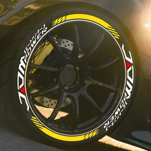 8 Pieces JDM + 8 Stripe Tire Two-Stage Stickers PVC High Quality Waterproof Decals Sunscreen Wheel Modeling Decorative Stickers Glue-Free Acetone-Free