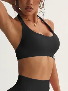 Women's Solid Sports Bra, Breathable Comfortable Seamless Sports Bra, Ladies Sportswear for Indoor Outdoor Wear, Workout Bra, Yoga Bra