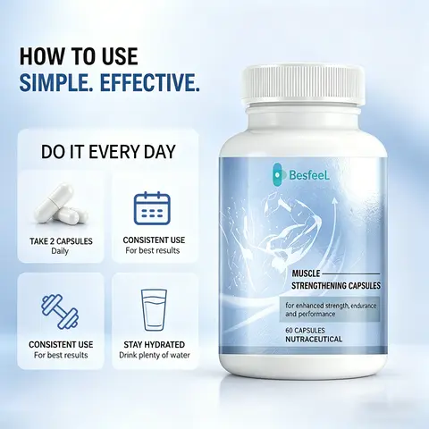 Naturally Derived Muscle Health Dietary Supplement Capsules - 1 Bottle, with Multivitamins, Plant Extracts, Post Workout & Recovery Support, for Adult Unisex Muscle Maintenance, Fitness Nutrition Aid, Adults