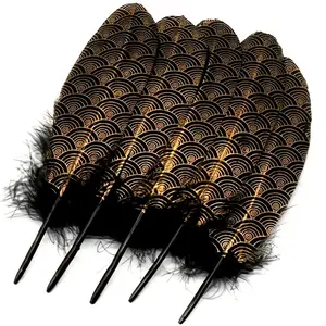 Black and Gold Printed Feather
