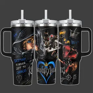 Kingdom Hearts Sora Destiny Never Left To Chance Stainless Steel Insulated Tumbler 20oz/40oz With Straw Lid Included, 40oz Handle Option