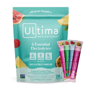 Ultima Replenisher Daily Electrolyte Drink Mix – Tropical Variety, 20 Stickpacks – Hydration Packets with 6 Electrolytes & Minerals